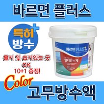 1L 바르면 플러스 컬러 고무탄성 방수페인트 어디나 침투 지붕 옥상 방수 내외벽 베란다 텐트 우레탄 에폭시 발수 콘크리트 마루 목재 철재 벽돌 타일 판넬 몰탈면 드라이비트 크랙, 바르면 PLUS컬러 1L, 회색