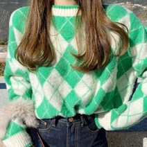 드레스날다 가을산책길 아가일 패턴 니트(mknit1466)