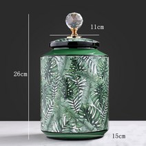 저장항아리 장독대뚜껑 미니옹기 저장용기 항아리 장독 미국 복고풍 장식품 유럽 스타일의 사탕 장식 도자기 일반 장식, 166005 잎 저장 탱크 대형