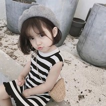 쪼꼬미샵 여아 뒷리본 단가라 여름원피스