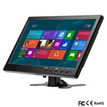 did모니터 전자메뉴판 1024x600 LCD HD 10 인치 미니 모니터 TV 컴퓨터 디스플레이 2 채널 비디오 입력 휴대용 보안 스피커 포함, [01] black, [01] 영국 플매트 카펫 러그, 01 black_01 영국 플러그