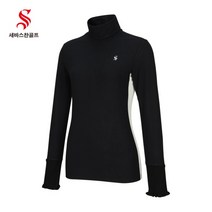 [세바스찬] 골프 22 FW 여성 소프트 터틀넥 베이스레이어 2252 골프웨어, 색상:SD2TS2252 블랙 / 사이즈:90