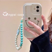 단아한 웃는얼굴 체인 펜던트 IPHONE13PROMAX 사과아이폰 12 핸드폰케이스 11 여성 XSXR 에어쿠션 78P, 에어쿠션 녹차 그린 웃는얼굴 _블루, 사과아이폰 11
