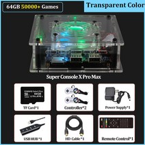 TSINGO Super Console X Pro Max 4K HD TV 비디오 게임 콘솔 PSPPS1N64DC 용 듀얼 시스템 S905X CPU 70000 게임 50 에뮬레이터, 6.64GB wired white  US