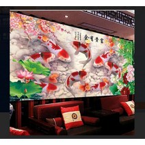 잉어 붕어 집순이 DIY 보석십자수 취미 금붕어 물고기 그림, 단일사이즈, 180x70