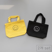 84x84 캔버스원단 스마일 미니 에코백 도트백 2p 세트