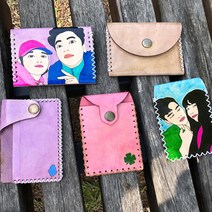 가죽공예 일러스트 통가죽 똑딱이 카드 지갑 만들기