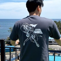 어복충만 스퀴드워즈 무늬오징어 디자인 루어 낚시 반팔 티셔츠 데님