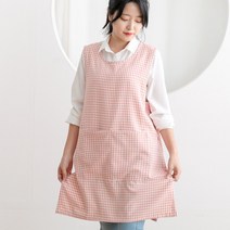 데코에버 러블리 체크 원피스 앞치마 M (55~66), 핑크