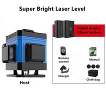 수평레이저 레이저수평계 레이저수평기 레벨기 레이저 레벨 12/16 라인 3D/4D 보라색 빔 360 회전 레벨링 수평 수직 DIY 건설 장식, 16 lines