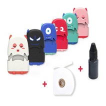 다파요 1+1 주문제작 의류겸용 캐릭터 의류 네임 스탬프 도장 마스크 양말 가방 모자 손수건 면티 신학기 준비물 이름표, 스탬프2P, 화이트+레드