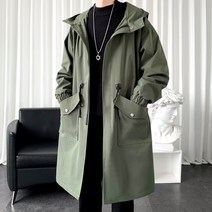 역시즌코트 맥 트렌치 겨울 주크 카멜 긴 코트 자켓 남성 면 가을 봄 블랙 힙합 일본 코트 streetwear 남성 후드 아미 그린 캐주얼 자켓