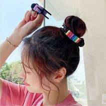 무지개 비즈집게핀 바나나핀 올림머리집게핀 올림머리헤어핀 똥머리집게핀 집게핀 올림머리핀 큐빅집게핀 큐빅핀