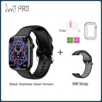 가성비스마트워치IWO New W57 MAX 남성용 스마트 시계 SmartWatch NFC 1.95IPS 대형 화면 428*518 해상도 3, 24 Black stainlesssteel