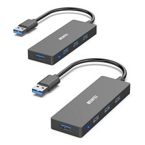 BENFEI 맥북 맥 프로 미니 아이맥 서피스 XPS PC 플래시 드라이브 모바일 HDD와 호환되는 2팩 USB 3.0 허브 4포트 울트라 슬림