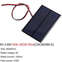 6v 태양 전지 패널 30 100 200cm 와이어 미니 태양계 diy 배터리 휴대 전화 충전기 0.6w 1w 1.1w 2w 3w 3.5w 4.5w 6w 10w, 6v 0.6w