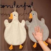 주방 고리형 극세사 오리 핸드타올 키친 행주 어린이집 손수건, 화이트