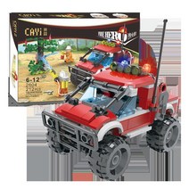 공예 키트 diy 빌딩 블록 소년 소방 소방관 소방차 작은 입자 조립 퍼즐 장난감 선물, [01] Fire SUV