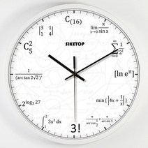 신박한 무소음 수학 공부방 학원 시계 공식 인테리어 벽시계, 12인치 + G