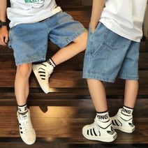 다미주니어 유니크데님와이드반바지 초등청바지 남아팬츠 여름반바지 건빵 밴드 고무줄 여름의류 청치마 아동의류