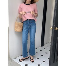 EAGLE PEAK여성 후회안해 스판 와이드 롱 데님팬츠