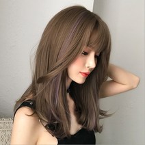 예쁜 패션가발 여신 통가발 단반가발 처피뱅(엘리시아), 개, 애쉬브라운 라벤더 브릿지
