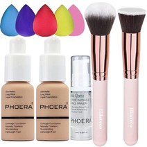 [정품] 2팩 PHOERA 파운데이션 샌드 105 및 페이스 프라이머 리퀴드 풀 커버리지, 104 Buff Beige