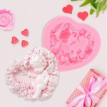 강군샵 [강군샵] 실리콘 몰드 수제_하트리스액자천사1구/석고방향제 비누, 단품없음
