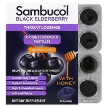 삼부콜 Sambucol 벌꿀 함유 블랙 엘더베리 캔디 20개입 비타민c 아연 Throat Candy, 1개, 기본
