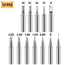 용접엘보 3/10/12pcs Soldering Iron Tip Set BGA 900M-T Pure Copper Electric Lead-free Welding Head Re, [03] 12pcs