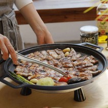 레이나 국산 38cm 전기 그리들 팬 RPP-8292 원형 전골 고기 불판 삼겹살 구이팬 캠핑