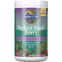 Garden of Life Perfect Food Berry Super Green Fruit Veggie Formula - 30 서빙 49 Superfoods 채소 콩나물 과일, 기본