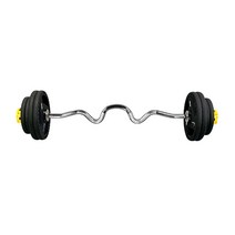 헬스프라자 슈페리어 중량 슈퍼컬바세트 이지바 우레탄 중량원판 바벨컬 40kg 세트, 락조마구리 옐로우