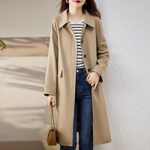에쥬아 여성 심플 코트 데일리 롱 트렌치자켓 캐주얼 바람막이 점퍼
