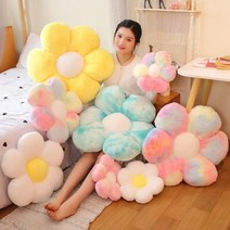 플라워쿠션 꽃 베개 부드러운 해바라기 매트 소파 침대, YELLOW+30cm