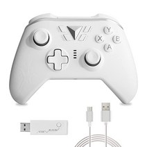 Xbox 시리즈 X/Xbox One/One S/One X/One Elite/PS3 /Windows 7/8/10 2.4GHZ 무선 PC 게임패드 컨트롤러 터보 포함 듀얼 진동, White
