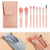 (디앤티) 8종 브러쉬세트 화장솔 눈썹브러쉬 치크브러쉬 베이스브러쉬 립브러쉬 아이라인브러쉬, 가죽케이스+8종브러쉬세트(색상랜덤)