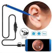 내시경카메라 누수탐지기 3.9mm 렌즈 3 in 1 Otoscope 내시경 카메라 안드로이드 폰용 의료 디지털 Earpick PC Windows, [04] Bule 1pcs