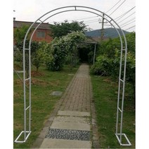 스토비투 철제 넝쿨지지대 정원 울타리 넝쿨식물 아치형 지주대 트렐리스 화분받침, 흰색 (폭 1.4m 높이 2.3m)