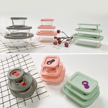 실리콘 뚜껑 오븐글라스 내열유리 밀폐용기, 정사각 스몰 170ml, 1개