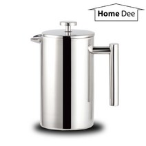 홈디 프렌치프레스 깨지지 않고 안전한 2중 스테인리스 커피프레스 우유거품기 티프레스 용량 350ml 800ml, 350ml+리필용거름망1개추가