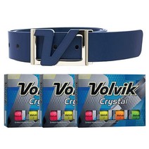 볼빅 Volvik 크리스탈 3피스 프리미엄 컬러 골프공 3다스 (다양한 색상 36공) 정품 이탈리아 가죽 네이비 벨트 번들., Brown Belt, Assorted