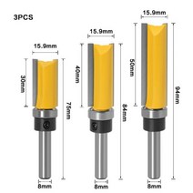 8mm 생크 플러시 트림 라우터 비트 패턴 1-3 개 상단 하단 베어링 5/8 