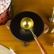 크랩서플라이 우드 스틸 컬러 실링왁스 실링스탬프 스푼 멜팅 폿 받침대, 뉴스틸 골드