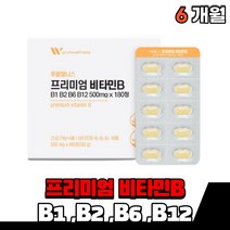 대용량 식약처인증 비타민 B1 B2 B6 B12 건강기능식품 수용성 비타민B군 비타민비군 활력 에너지 직장인 20대 30대 40대 부모님 노인 시니어 어르신 중년 여자 남자, 수용성 비타민B군 1통 (6개월)