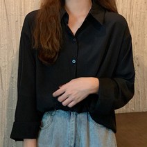 데일로엔 여성용 오픈 카라 드레이프 여성 긴팔 셔츠