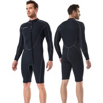 프리다이빙슈트 웻슈트 웻수트 Seaskin 3mm Long Sleeve Shorty Wetsuit for Mens, 01 Black_02 X-Small