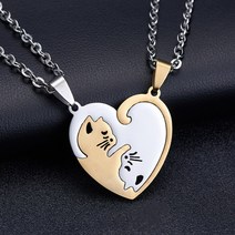 [선물 추천]남녀 커플목걸이 1+1연애 고양이 사랑 커플 목걸이 한 쌍 남녀 학생 펜던트 심플 펜던트 밸런타인데이 여자친구 선물