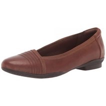 Clarks 여성용 Sara Erin 발레 플랫 탠 가죽