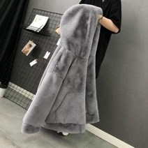 남자 밍크 퍼 벨벳 모피 하프코트 스타 남여공용 눈사람 후드 래빗 퍼라이크 기모 2022 겨울 인조 모피 코트
